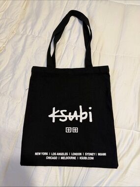 Ksubi Black Canvas Tote with White Logo Print